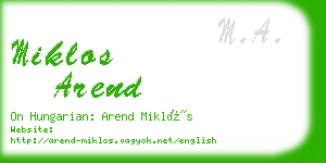 miklos arend business card